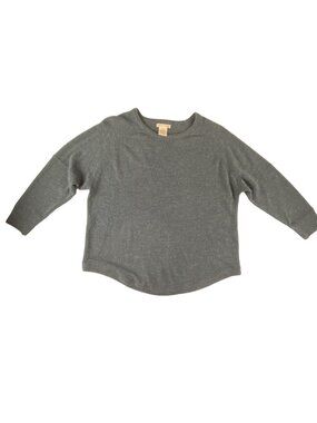 Sweet Romeo Womens Pullover Short Gray Crewneck Acrylic 3/4 Sleeve Sweater XL
